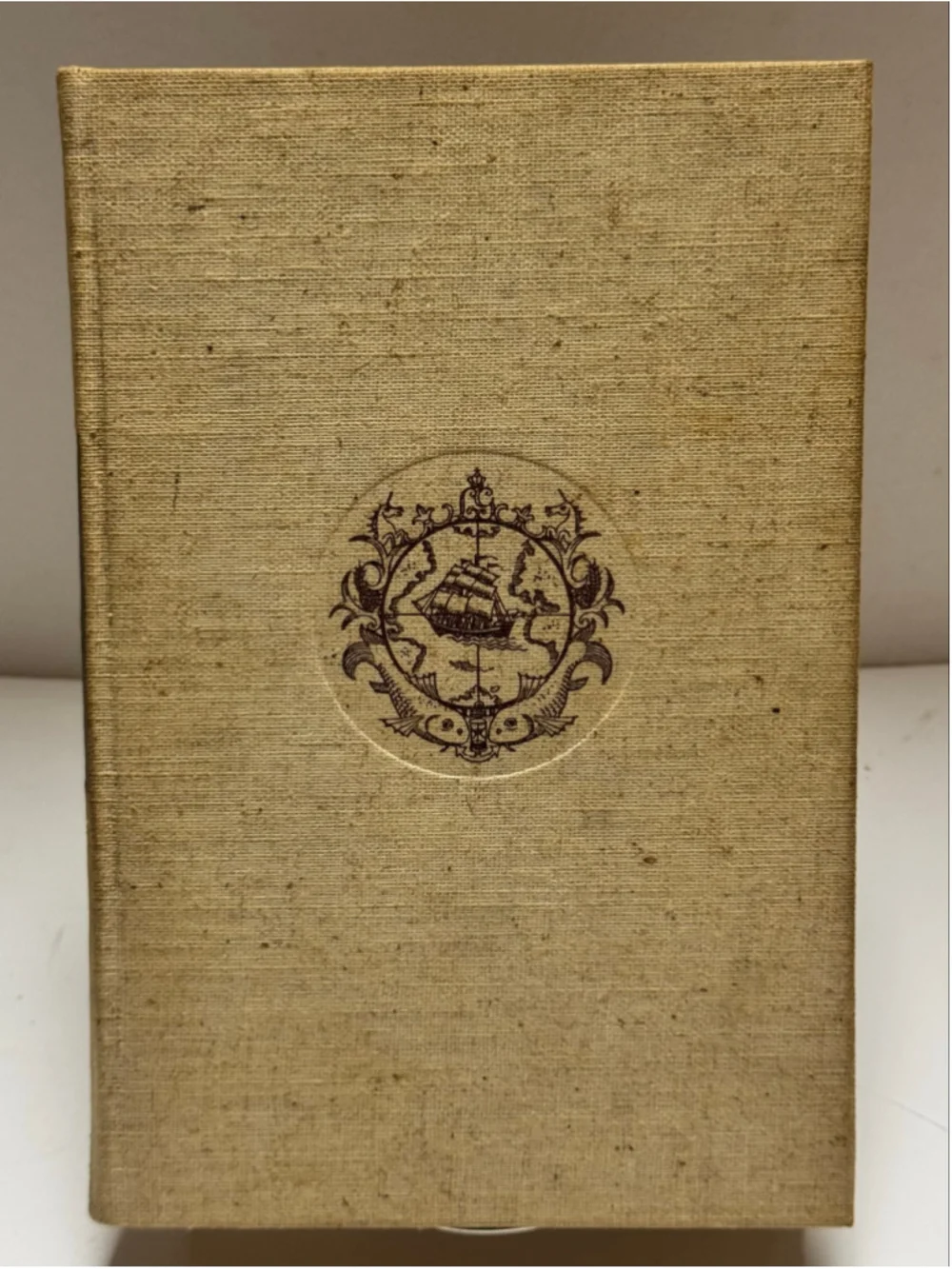 Heritage Press endpaper adorned blue